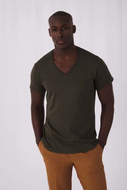 organic cotton V-neck male, Bella + Canvas, textieldruk, t-shirt design, biokatoen