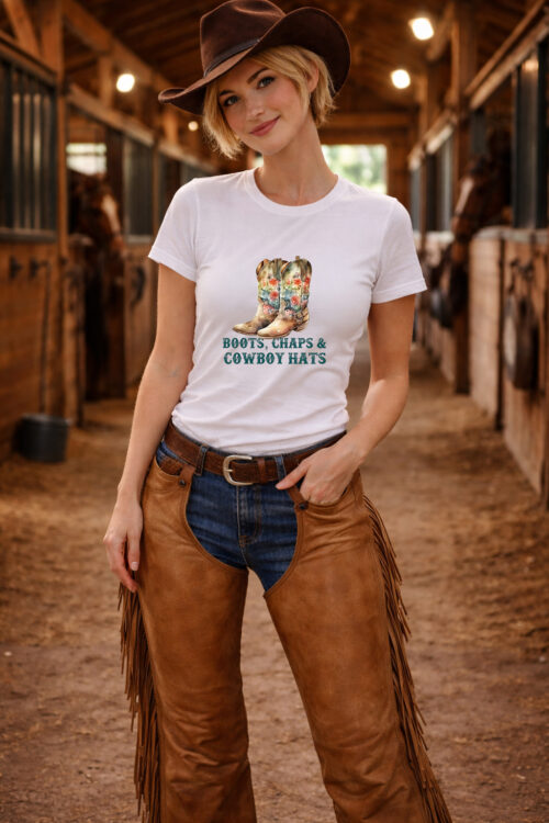 Boots, Chaps, Hats T-shirtfountain, Cowgirl, Country, Country Music