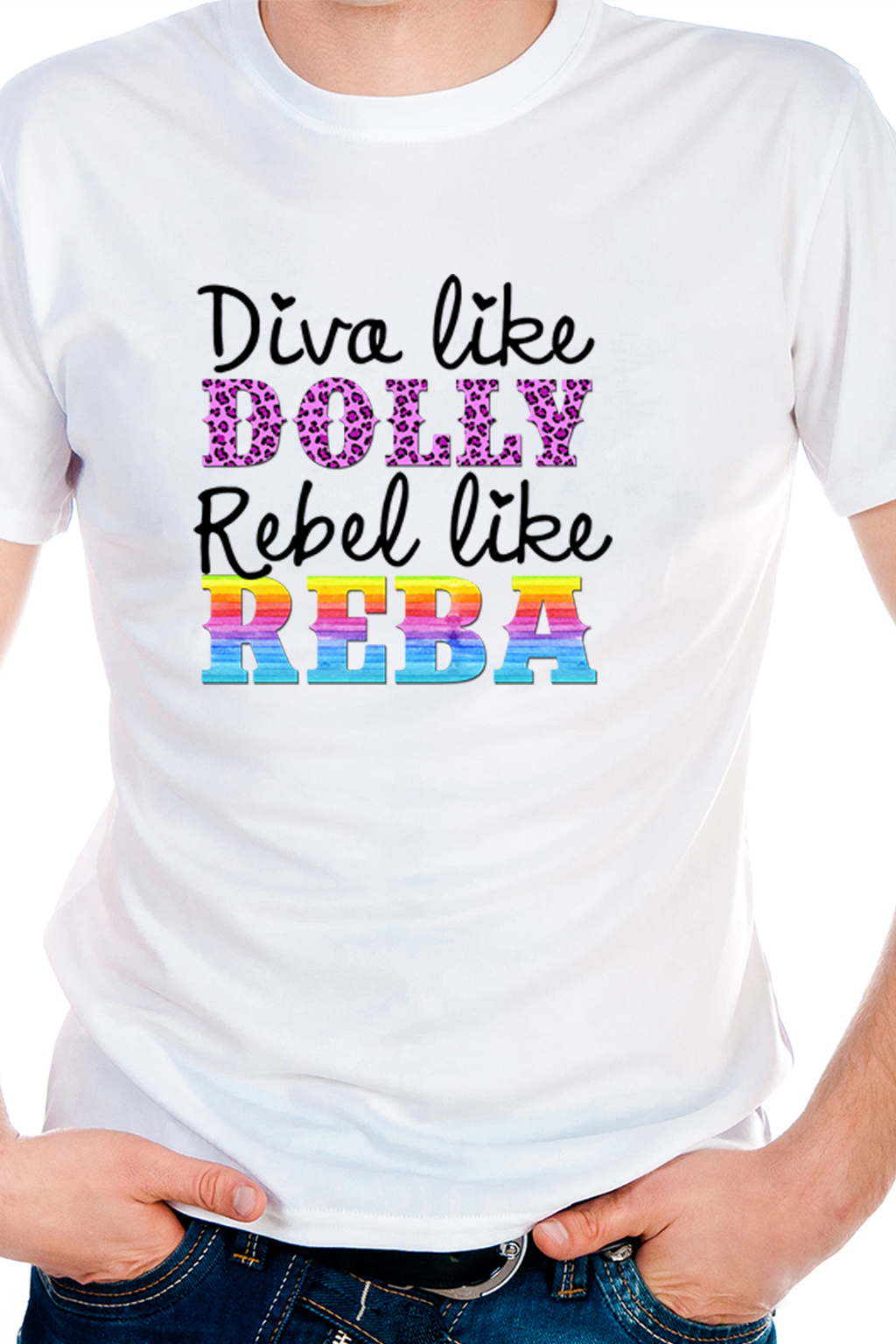 Diva Like Dolly, Rebel Like Reba, T-shirtfountain.nl, Cowboy, Cowgirl, Music, Country Music