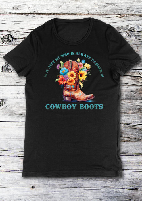 Happier in Cowboy Boots, T-shirtfountain.nl