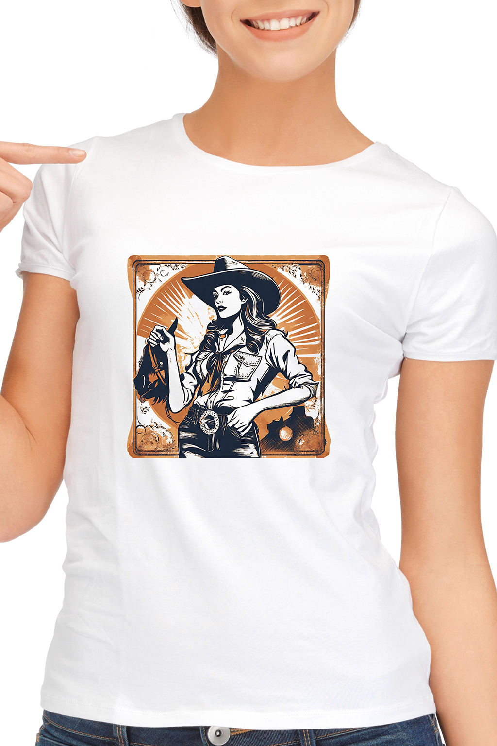 Vintage Cowgirl, Cowgirl, T-shirtfountain.nl, Rodeo, Western Riding