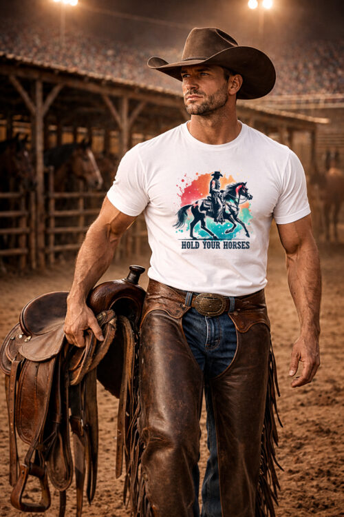 Hold Your Horses, country music, Western, rodeo, T-shirtfountain.nl, Cowboy, Cowgirl, Quotes