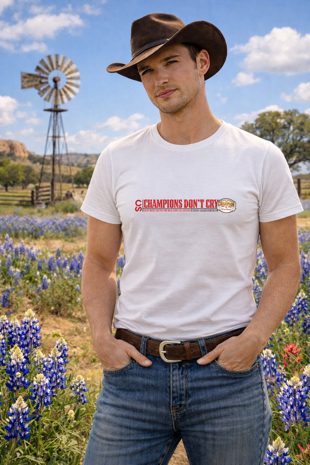 Champions don't Cry, Lifestyle, Western, rodeo, T-shirtfountain.nl, Cowboy, Cowgirl, Quotes