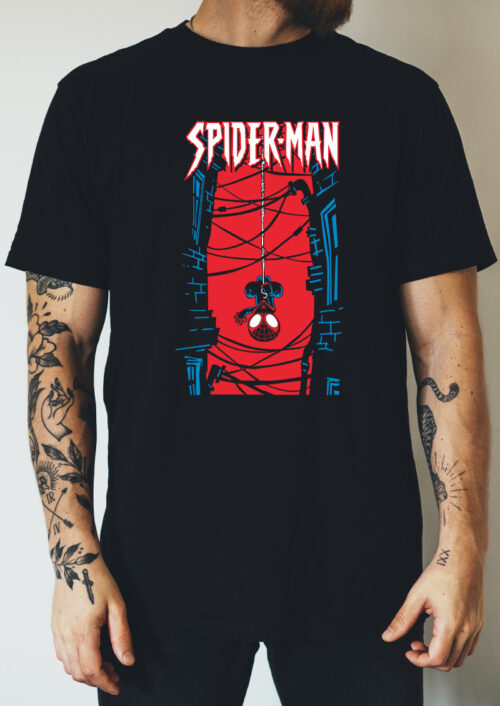Hanging on a thread (spiderman), superheroes, marvel. t-shirtfountain.nl