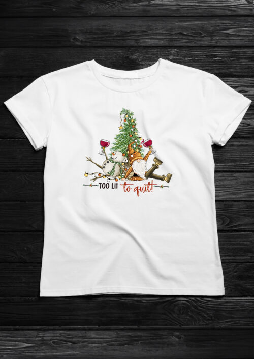 Too lit to quit, T-shirtfountain.nl, t-shirts bedrukken, kerst