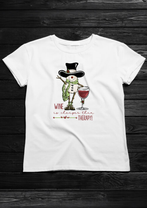 Wine is Cheaper than Therapy, T-shirtfountain.nl, t-shirts bedrukken, kerst