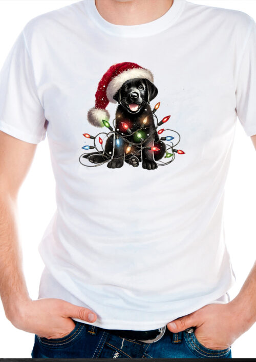 christmas black lab pup, t-shirtfountain.nl, t-shirtbedrukken, kerst