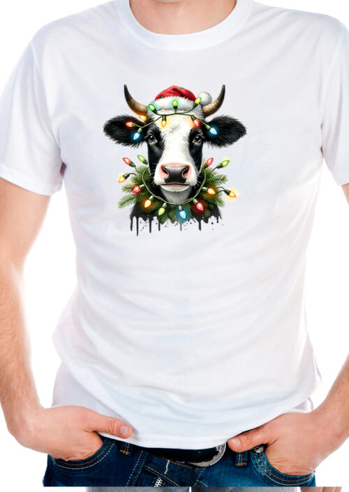Christmas Cow with lights, t-shirtfountain.nl, t-shirtbedrukken, kerst