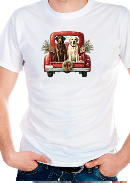 Christmas Labradors in car, t-shirtfountain.nl, t-shirtbedrukken, kerst