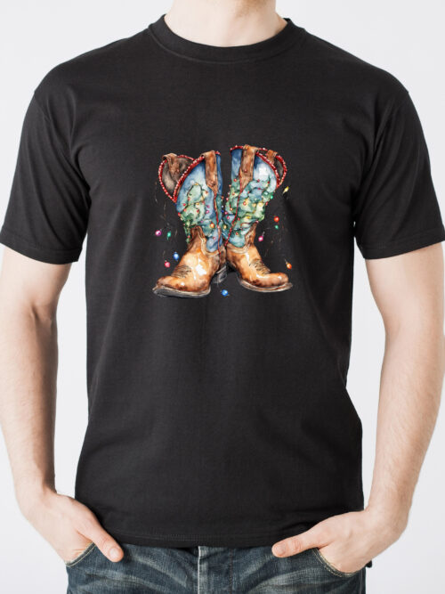 Christmas Boots, Country, Cowboy Boots, T-shirt