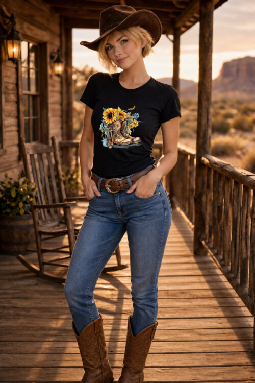 Sunflower Boots, T-shirtfountain, Cowgirl, Country, Country Music
