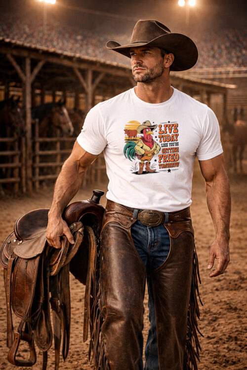 Live Today Fried Tomorrow, T-shirtfountain.nl, Cowboy, Quotes